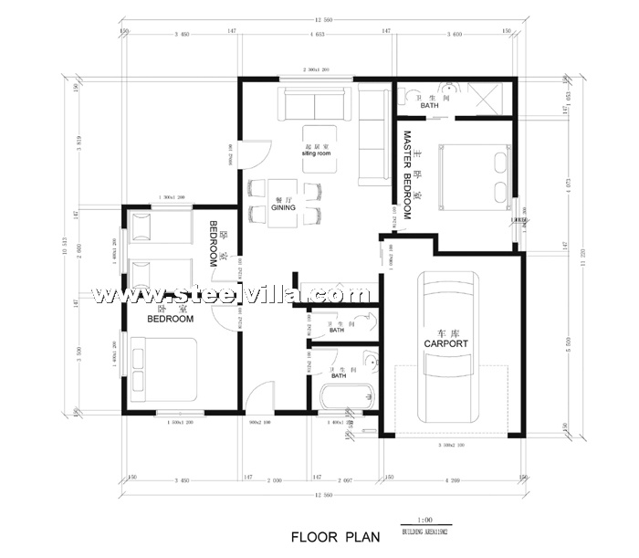 Affordable house- (1floor-120sqm-1291.67sq.ft)