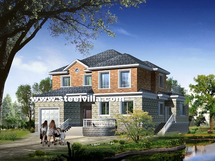 Two floor prefab house with artificial stone finishing (2floor-318.59sq.m-3423.36sq.ft)