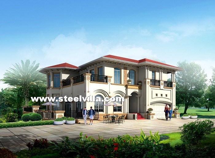 luxury steel structure villa design with two floor