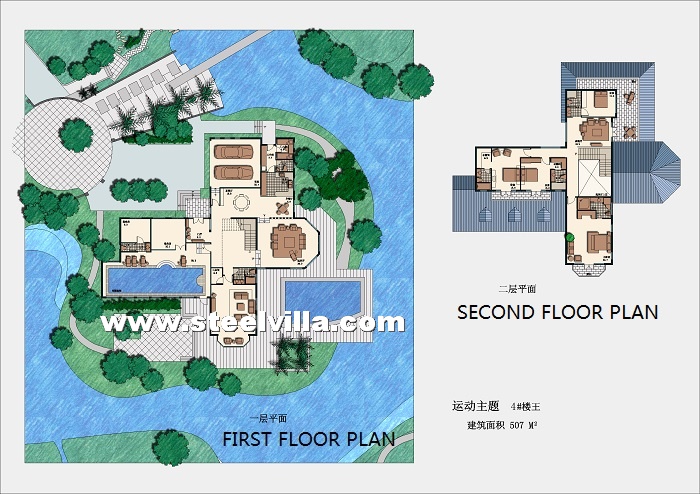 two floor Prefab house with big balcony (2floor-507.1sq.m- 5457.30sq.ft)