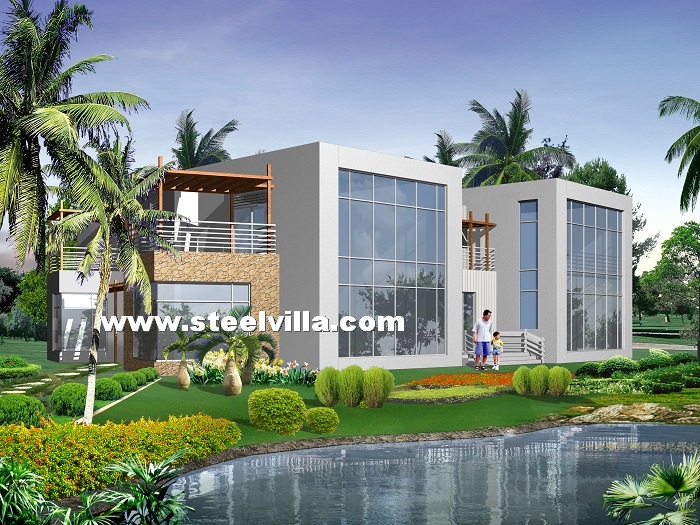 Modern light steel structure villa, can be for office and comercial building(2floor-556sq.m-5984.73ft²)